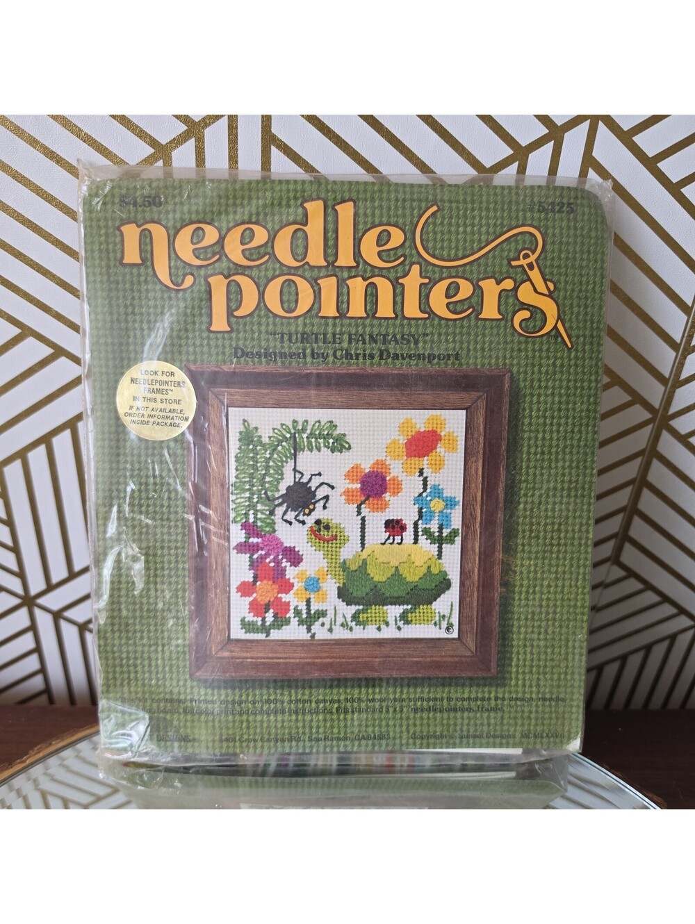 Vintage Needlepointers Kit #5425 Turtle Fantasy 5x5 Sealed